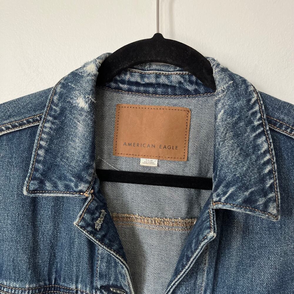 American Eagle Mens Distressed Denim Jacket Mens Small Casual Streetwear - Picture 3 of 14